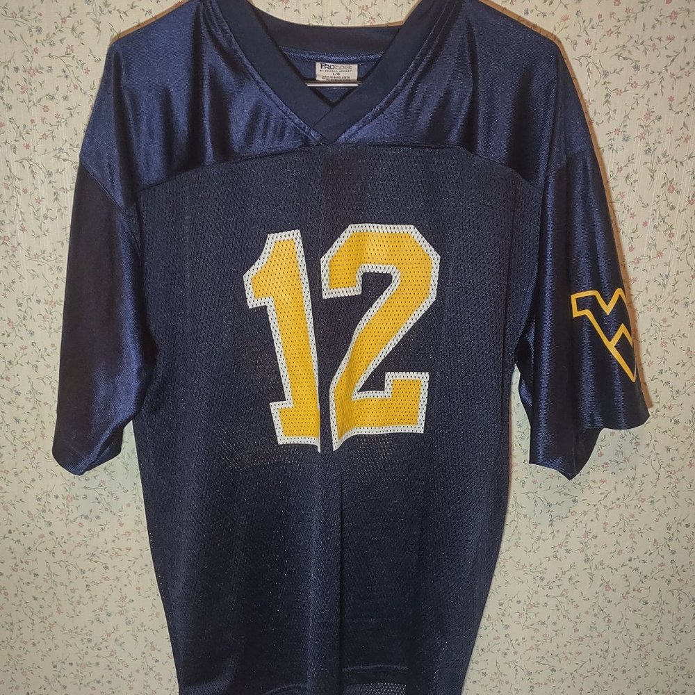West Virginia Mountaineers Football Jersey Pro Edge Mens Large L #12 WVU